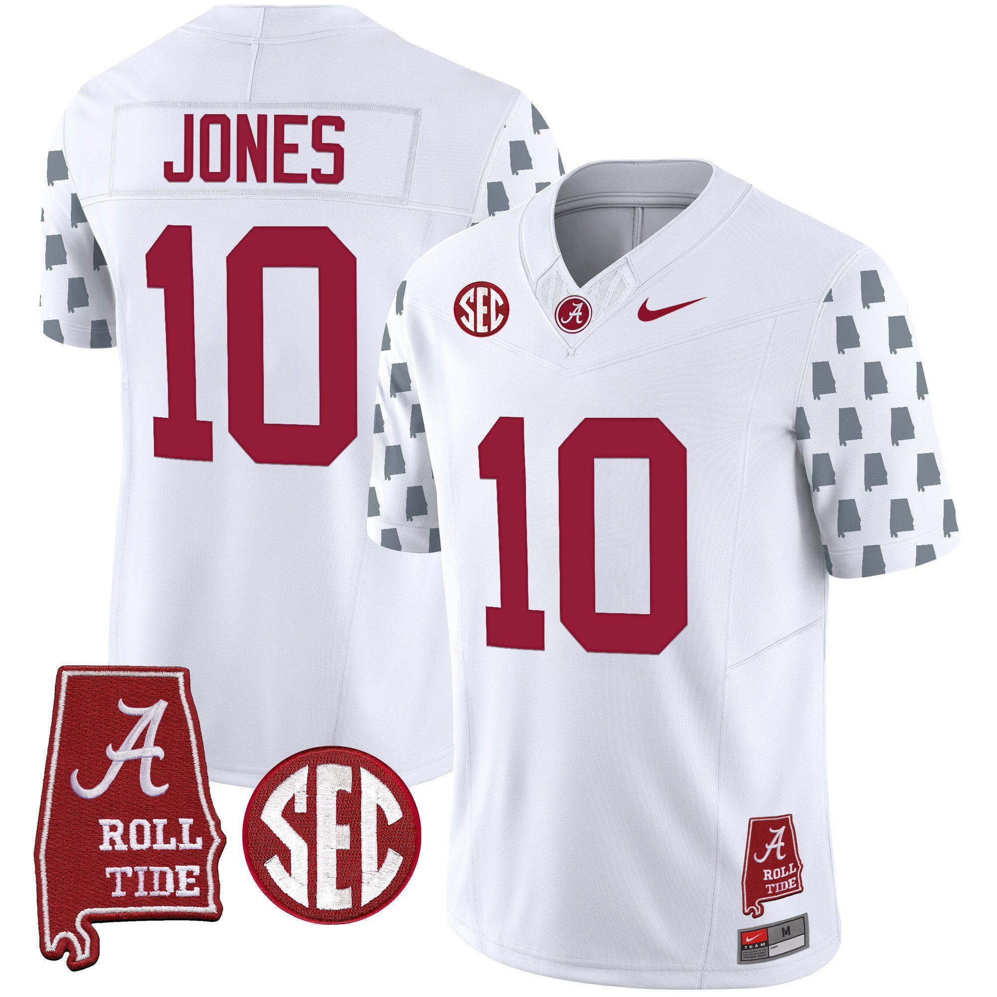 Men Alabama Crimson Tide #10 Jones White Vapor Limited 2024 Nike NCAA Jersey